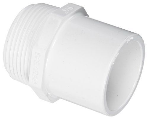 Spears 461 Series PVC Pipe Fitting  Adapter  Schedule 40  1-1/4&#034; NPT Male x 1-1/