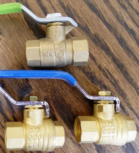 3/8&#034; Ball Valves with 1/4-Turn, Female x Female Thread Brass, 3/8 inch (3)