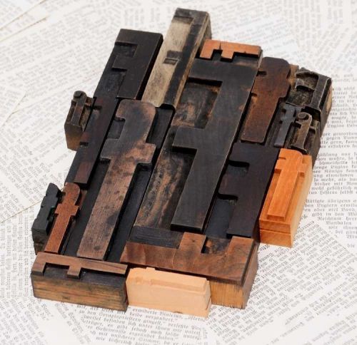 FFFFF mixed set of letterpress wood printing blocks type woodtype wooden printer