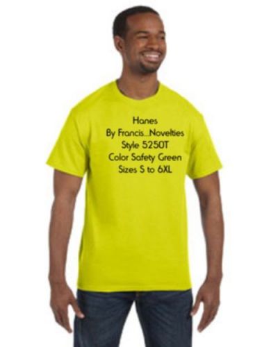 Size 6xl  hanes safety green  5250t t-shirts  l = 37  w = 35 inches 5250 for sale