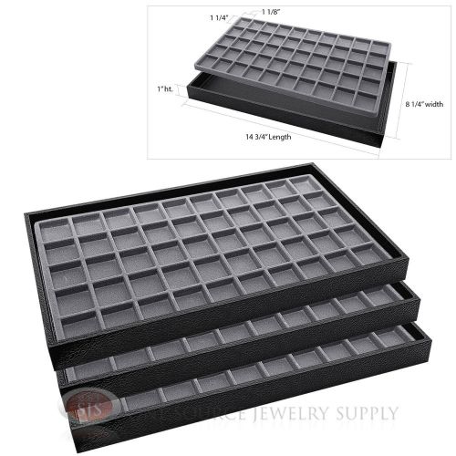 3 wooden sample display trays 3 divided 50 compartment  gray tray liner inserts for sale