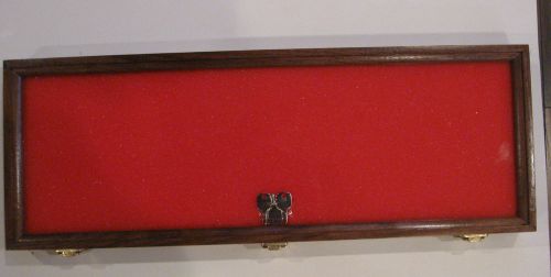 Wood display case  9 x 25 x 2  cherry wood with keyed lock for sale