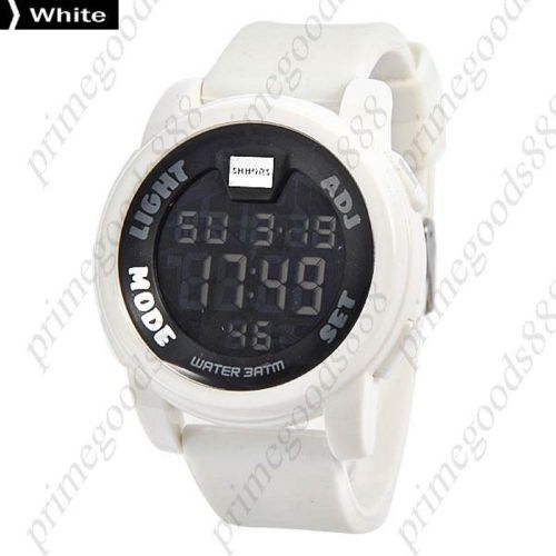 Alarm LED Sports Waterproof Digital Date Men&#039;s Stopwatch Sport Wristwatch White