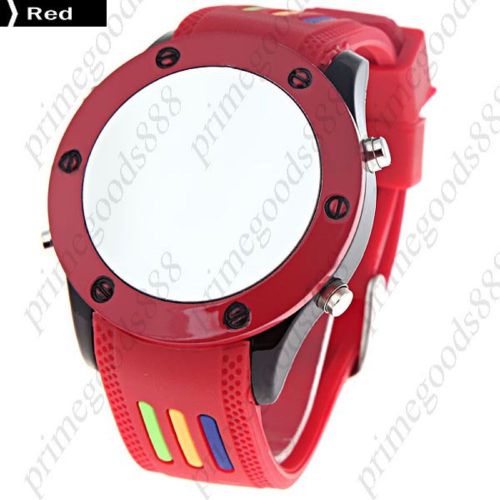 Led light digital watch unisex wrist watch stylish watch rubber strap in red for sale