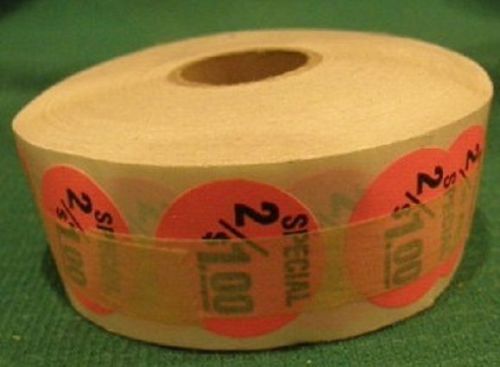 2/$1.00 special retail store price stickers roll tags yard sale grocery store for sale