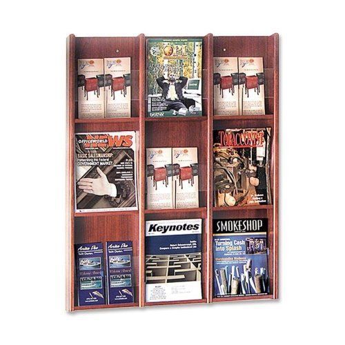 Buddy 9Lit/18 Pamphlet Acrylic Oak Literature Rack-Literature Rack  30-3/4&#034;x3&#034;x3