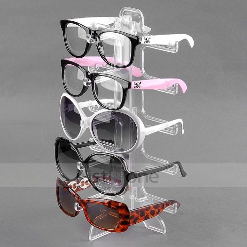 Clear 5 pair eyeglasses sunglasses counter retail show display rack stand holder for sale