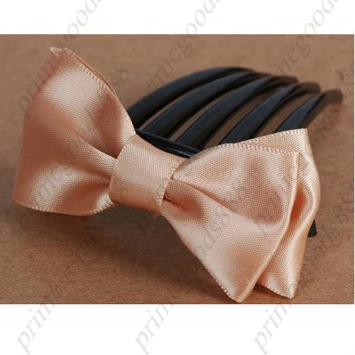 Silk Bowknot Hair Accessories Hairpin Comb Hair Device Bow Clip Khaki