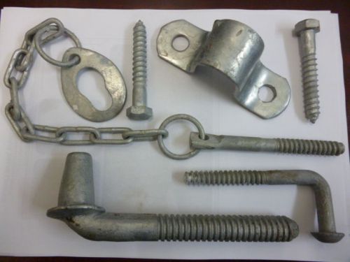 RAZOR WIRE FENCING RURAL FARM GATE FITTING HINGE SET KIT &amp; POST LOCK CHAIN