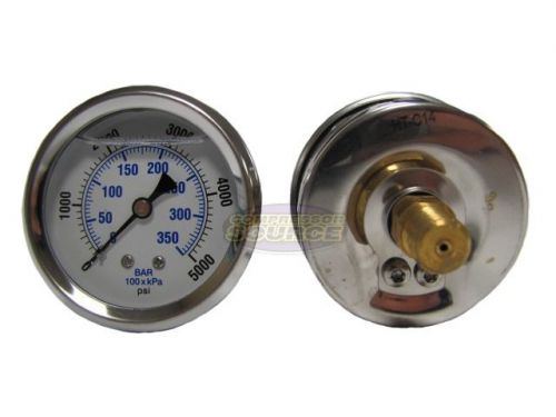 Liquid Filled 5000 PSI Air Pressure Gauge W/ 2.5&#034; Face Back Mount 1/4&#034; NPT