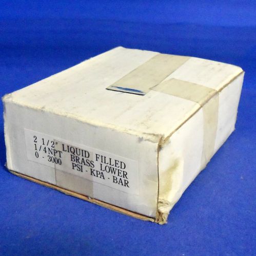 LIQUID FILLED 2-1/2&#034; DIAL 3000 PSI 1/4&#034; NPT PRESSURE GAUGE, NIB