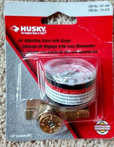 Husky Air Adjusting Valve with Gauge 1/4&#034; (6,4mm) NPT USA SKU 631-048 NEW Brass