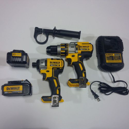 New DeWalt DCD995 20 Volt Brushless Drill,DCF886 Impact,2 DCB200 Battery,Charger