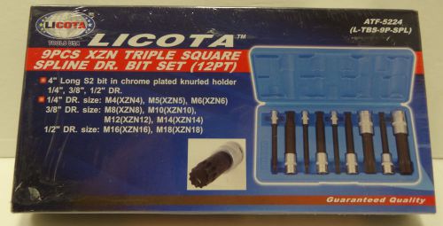 Licota 9pcs xzn triple square spline dr. bit set (12pt) atf-5224 (l-tbs-9p-spl) for sale