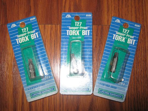 T27 TAMPER PROOF TORX  BIT CTA MADE IN USA 1/4&#034; HEX DRIVE 9505 LIFETIME WARRANTY