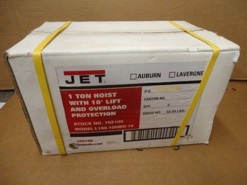 Heavy Duty JET 1 Ton Chain Fall L100-100WO-10 FT Overload Safety Hoist 2pc Lot