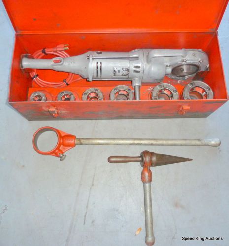 Ridgid 700 Pipe Threading Threader Electric Hanheld Machine w/ 9 Die Set &amp; Case