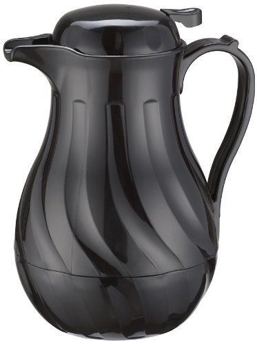 Winco Push Button Insulated Beverage Server with Swirl Design, 42-Ounce, Black