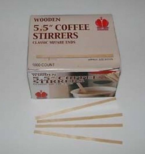 5.5&#034; Wooden Coffee Stir Stick/Stirrer flat end 1000 ct