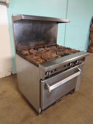 HEAVY DUTY COMMERCIAL  &#034;IMPERIAL&#034; NATURAL GAS 6 BURNERS STOVE RANGE  WITH  OVEN