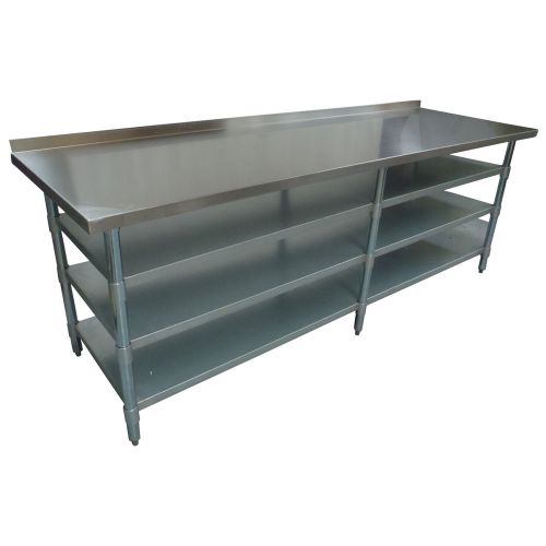 2438 x 762mm NEW WORK CORNER BENCH KITCHEN TABLE +3 GALVANISED STEEL UNDER SHELF