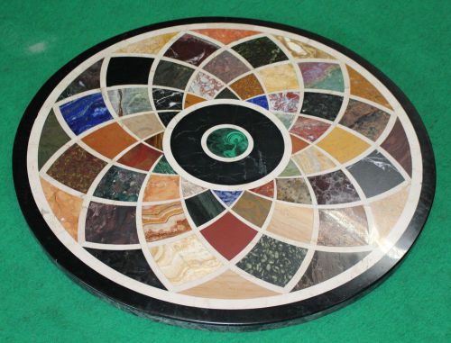 Pietra dura inlay marble hard semiprecious stone mosaic coffee table top for sale