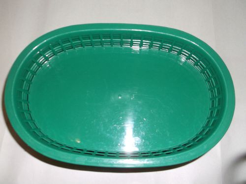 LOT/SET OF 36 UPATE GREEN PLASTIC OVAL SANDWICH BASKET FRENCH FRY BASKETS PLATES