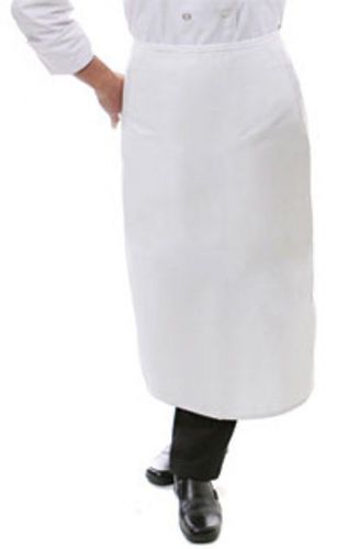 F24N White Bistro Apron No Pocket 65/35 Poly-Cotton Twill 30315