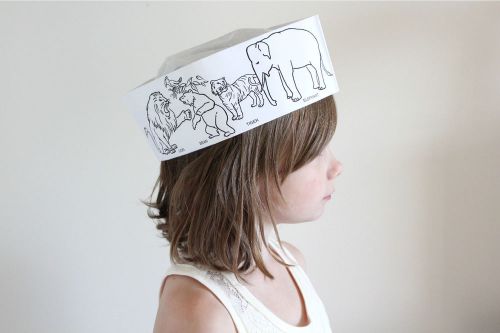 Color me paper soda jerk hats 5 pack dinosaur and zoo for sale