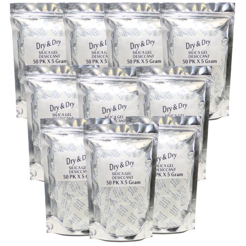 5 gram X 500 PK &#034;Dry &amp; Dry&#034; Silica Gel Desiccant - Ammo Gun Safe Camera