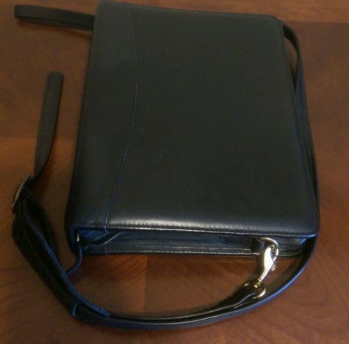 Monarch 1.75&#034; Rings Black LEATHER FRANKLIN COVEY strap Zipper Planner Binder