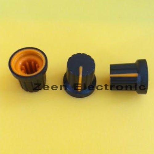 20 x Knob Black with Orange Mark for Potentiometer Pot  - FREE SHIPPING