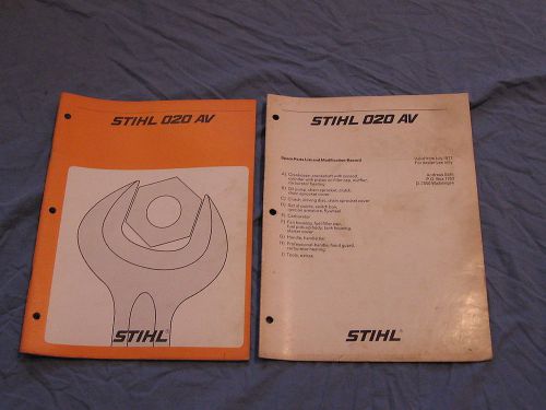 STIHL 020 AV SERVICE MANUAL &amp; SPARE PARTS LIST PARTS BREAKDOWN FACTORY ISSUE 77