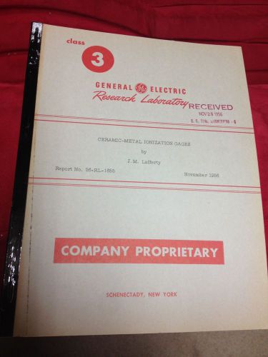 VINTAGE GENERAL ELECTRIC CERAMIC METAL IONIZATION GAGES 1956 PROPRIETARY OPENED