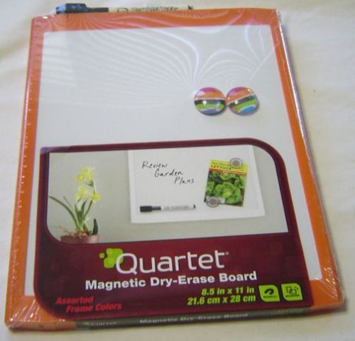 Small Quartet Magnetic Dry Erase Board 8.5X11 Inches Orange Frame Class Note New
