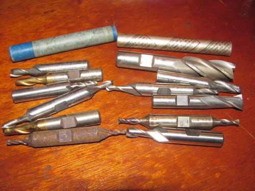 LOT OF 12 MISC HSS END MILLS , 1/8&#034; TO 5/8&#034;
