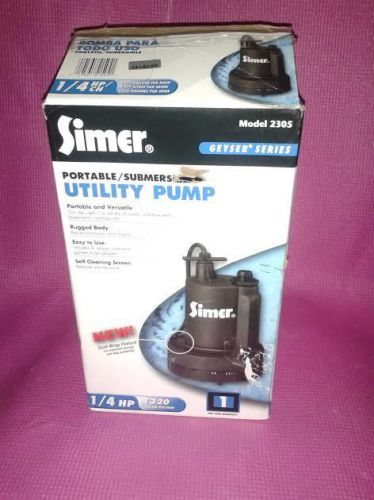 Simer 2305 geyser ii 1/4 hp submersible utility water flood basement sump pump for sale