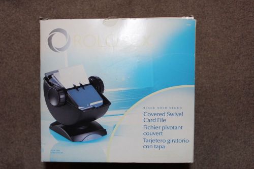 Rolodex Covered Swivel Base Rotary Card File New 200 Sleeve 400 Cards NIB Black