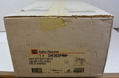 Eaton cutler hammer fusible safety switch 600v 3 pole 100 amp dh363frk 3r new for sale