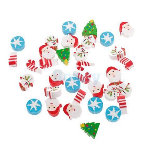 Mini XMAS Pencil Rubber Eraser Santa Snowman Kid Children Party Favor New