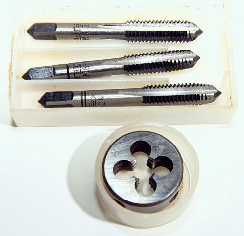 M8 metric hand tap screw thread set 3 pieces tap &amp; 1 pc die 1.25 pitch