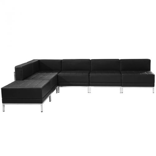 Imagination Series Black Leather Sectional Configuration, 6 Piece Set