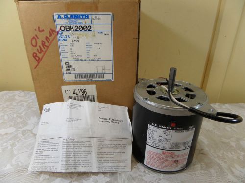 OBK2002 A. O. Smith Oil Burner Motor HP 1/7 3450 RPM New In Box 115 Volts