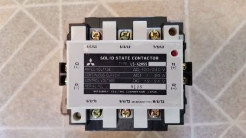 Solid State Contactor Mitsubishi US-K20SS 100-240 VAC 3 PHASE 20 AMP ON HEATSINK