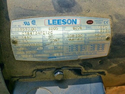 LEESON 131510.00/C184T34FC12C MOTOR 7.5HP 3PH 3480RPM ***NIB***