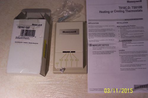 HONEYWELL TS810B 1007 1-HEAT NON-PROG THERMOSTAT 750mv  FOR FLOOR FURNACE NEW!