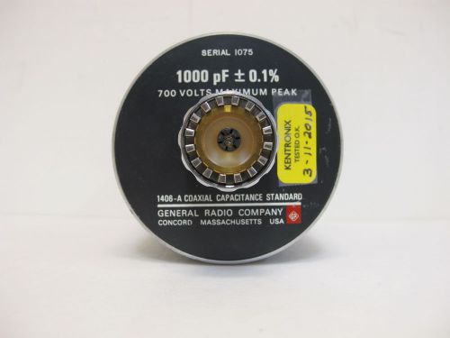 General Radio 1406-A Standard Capacitor.  1000pF,  +/-0.1%,  700V Peak.  Good.