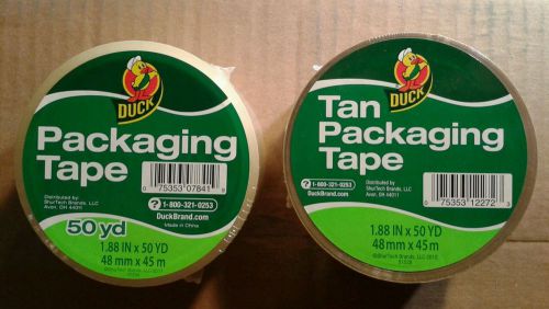 2 rolls clear&amp;tan, duck packaging tape 1.88&#034;x 50 yds. packing tape shippingtape for sale