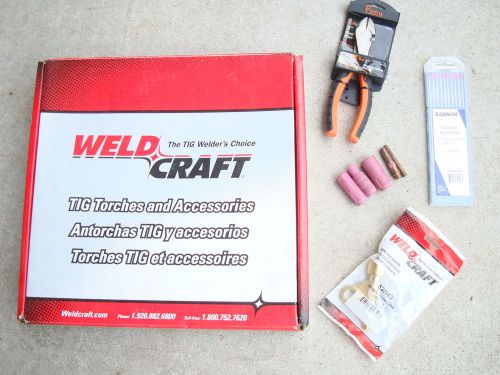 Weld craft wp-17-25-r 25ft 125amp air-cooled complete tig welding torch package for sale