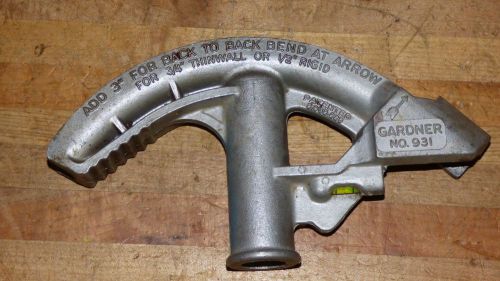 GB Gardener Bender 931 3/4&#034; Thinwall &amp; 1/2&#034; Ridgid Conduit Bender